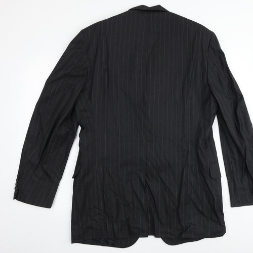 Royal Classics Mens Black Striped Viscose Jacket Suit Jacket Size 42 Regular