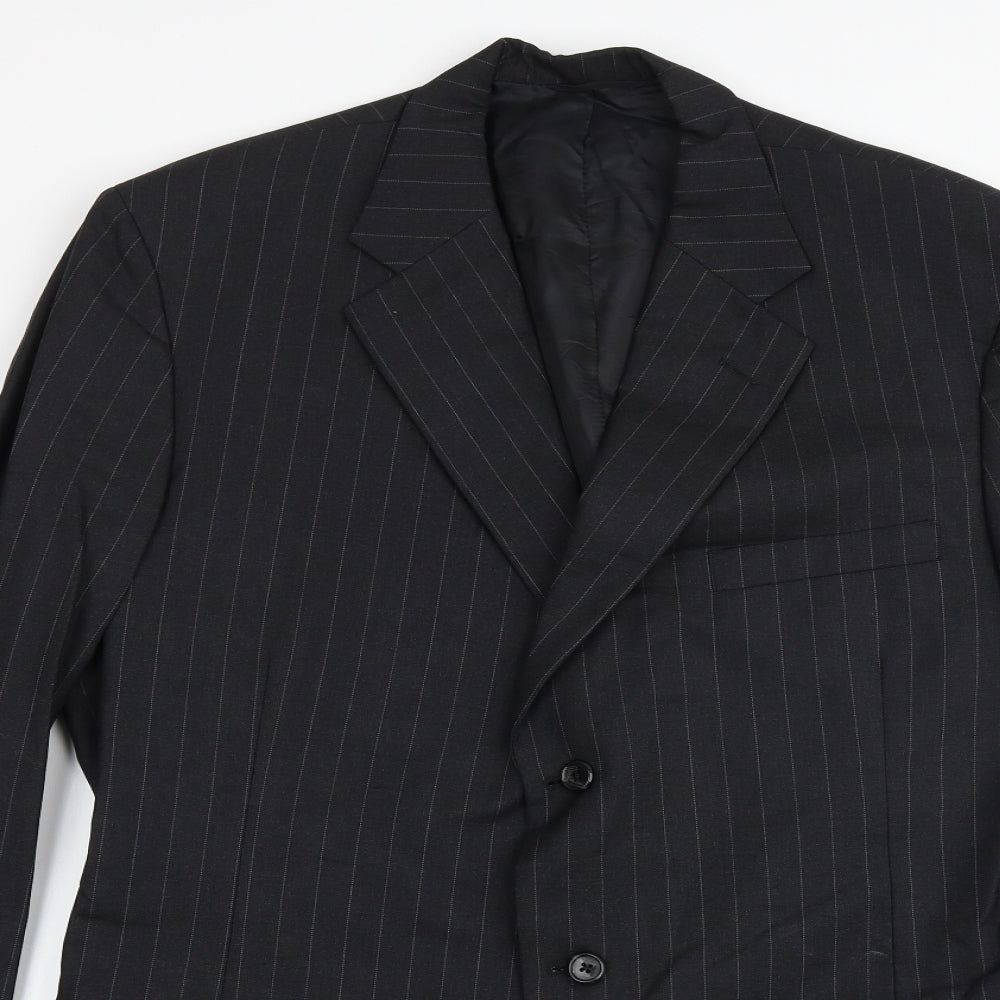 Royal Classics Mens Black Striped Viscose Jacket Suit Jacket Size 42 Regular