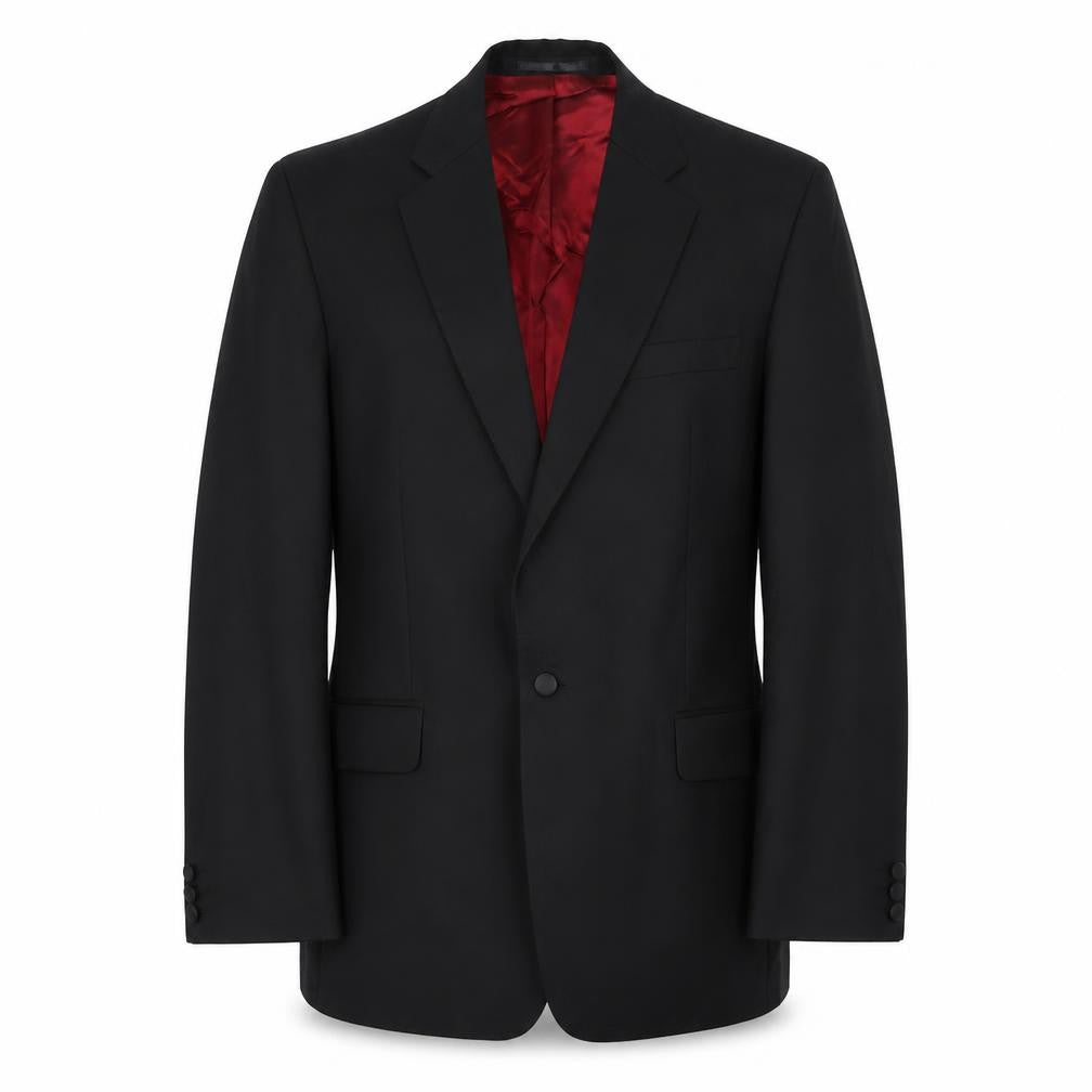 Front view of charlton gr men’s black wool jacket suit jacket, size 42, regular