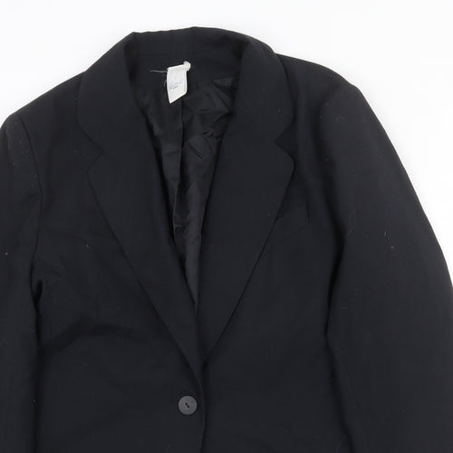 Directions Womens Black Polyester Jacket Blazer Size 14 Button