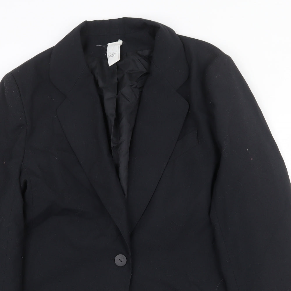 Directions Womens Black Polyester Jacket Blazer Size 14 Button
