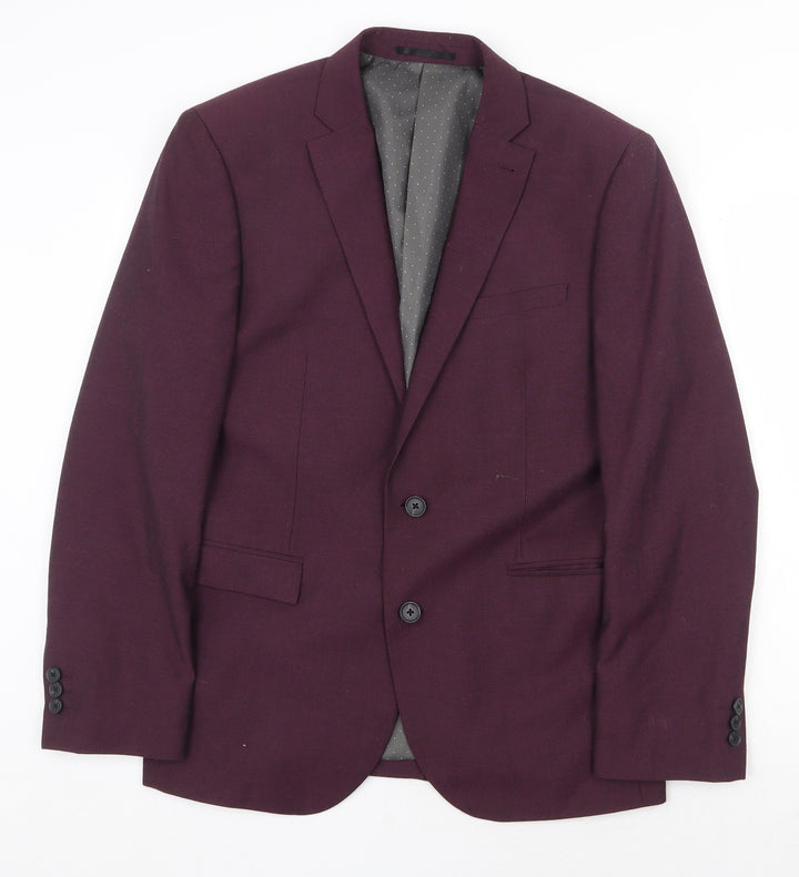 NEXT Mens Purple Polyester Jacket Blazer Size 40 Regular Button