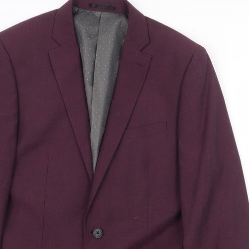 NEXT Mens Purple Polyester Jacket Blazer Size 40 Regular Button