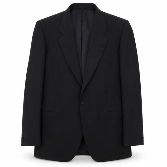 Front view of Classics men’s black polyester jacket suit jacket, size 40, regular