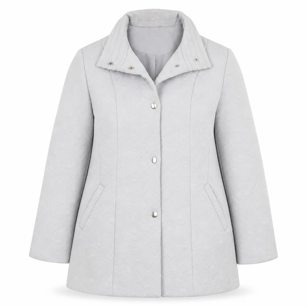 Front view of Slimma women’s grey jacket, size UK 20, button
