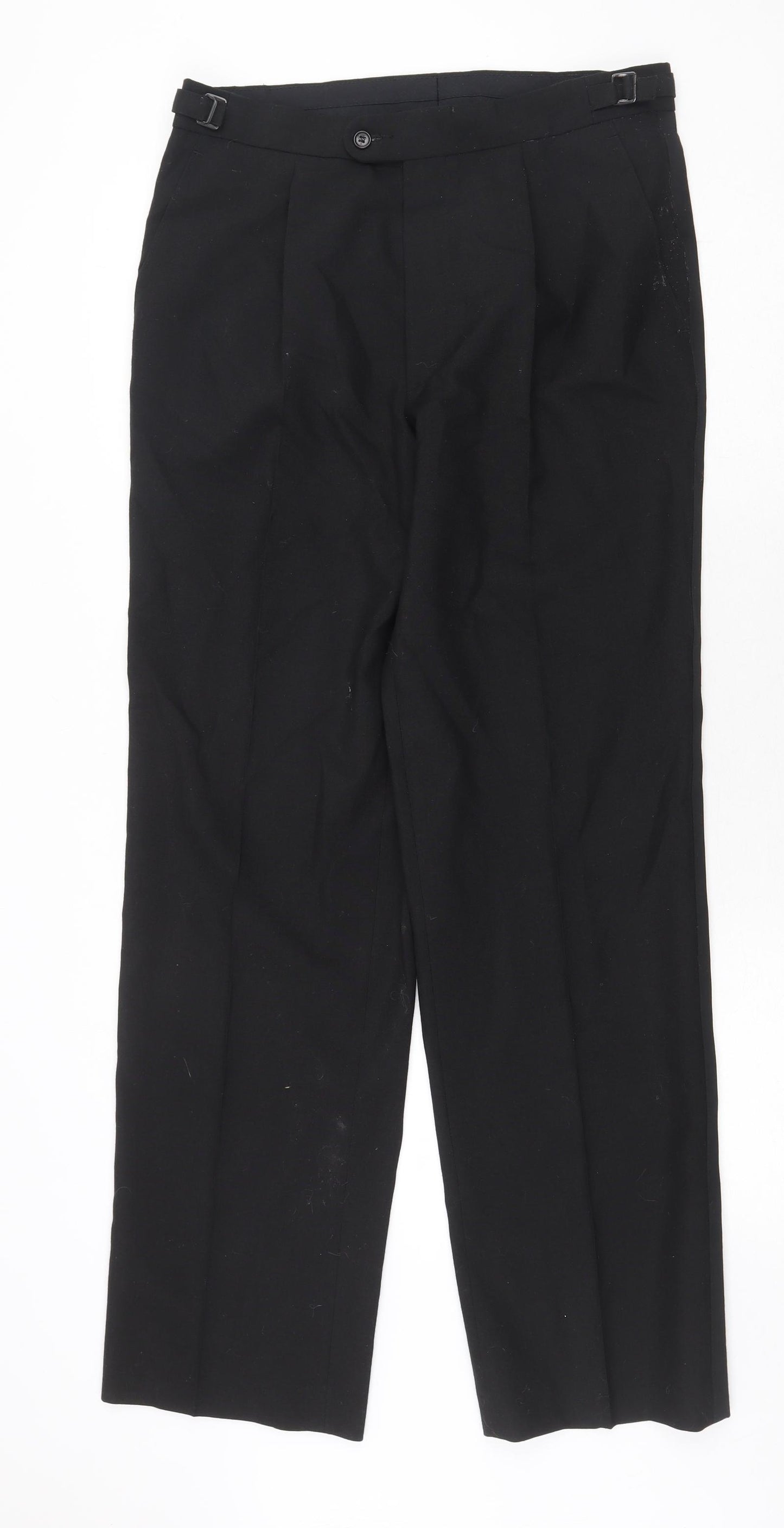 FH Mens Black Cotton Trousers Size 34 in Regular Zip