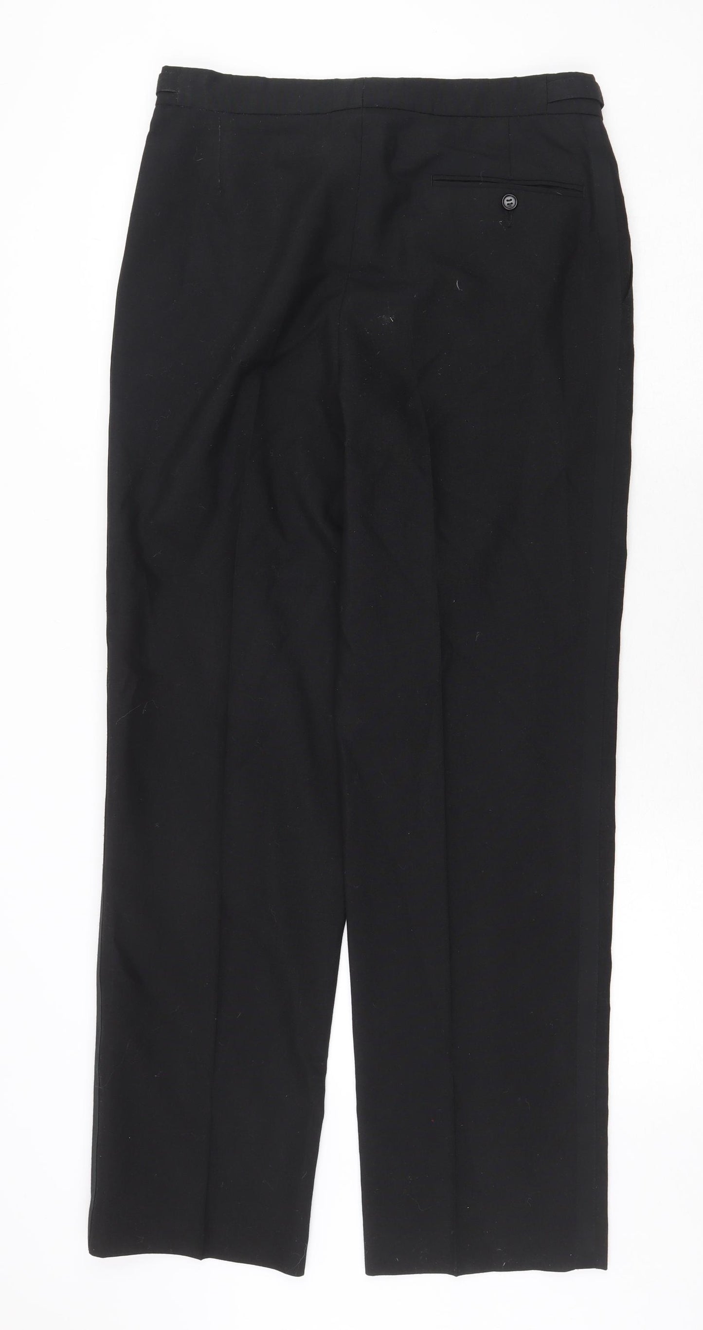 FH Mens Black Cotton Trousers Size 34 in Regular Zip