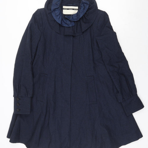 Topshop Womens Blue Overcoat Coat Size 12 Button