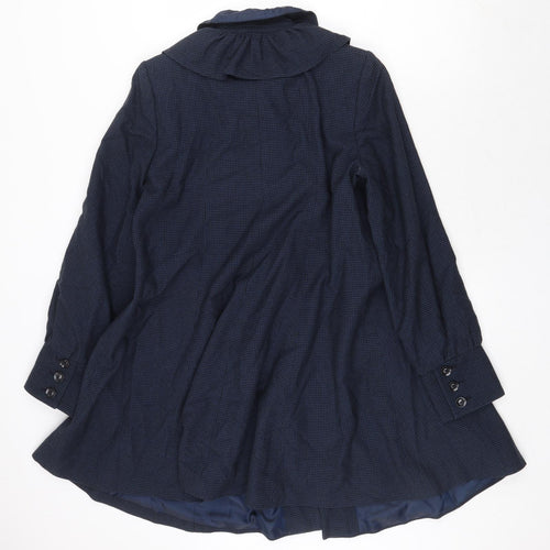 Topshop Womens Blue Overcoat Coat Size 12 Button