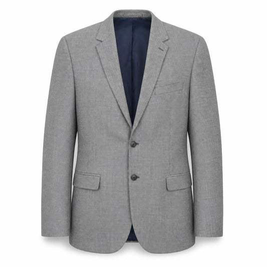 Front view of Marks & Spencer men’s grey polyester jacket suit jacket, size 44, regular