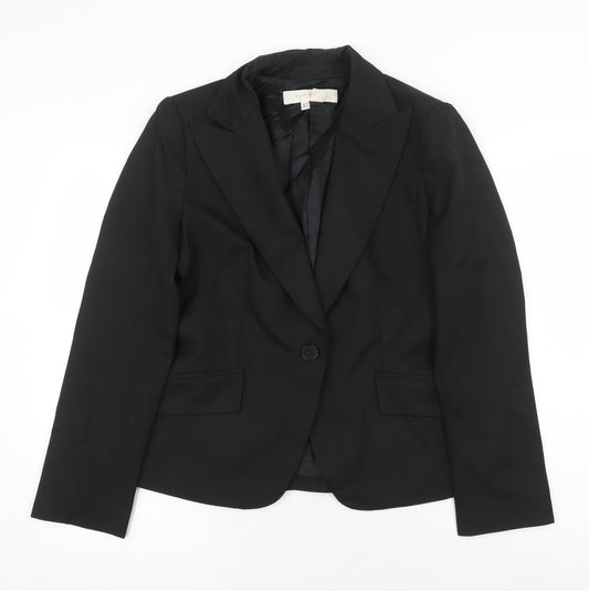 Zara Womens Black Polyester Jacket Suit Jacket Size 12 Button