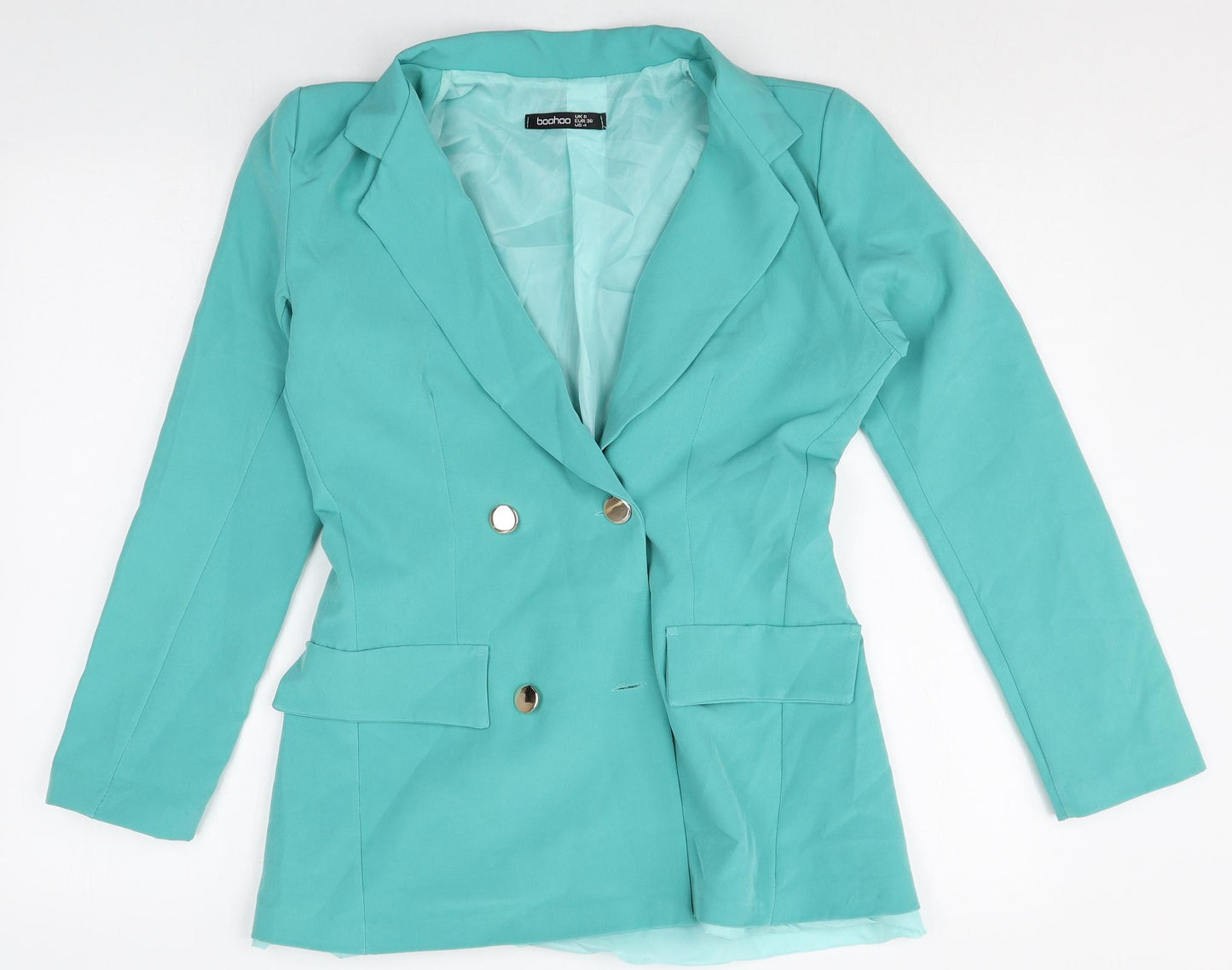 Boohoo Womens Blue Polyester Jacket Suit Jacket Size 8