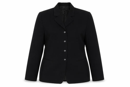 Front view of Marcona women’s black polyester jacket suit jacket, size UK 14