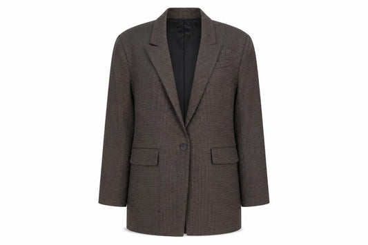 Front view of Zara women’s brown polyester jacket suit jacket, size XL