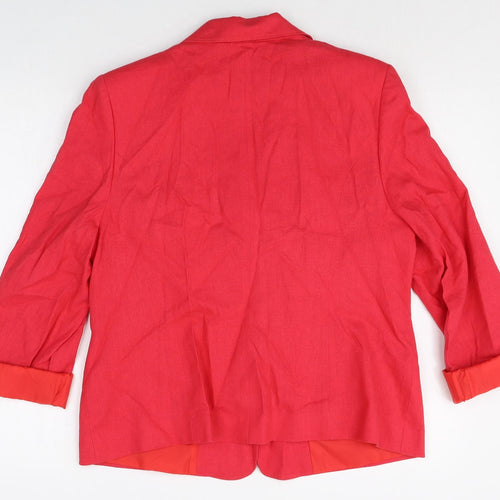 Preworn Womens Red Linen Jacket Blazer Size 14