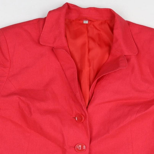 Preworn Womens Red Linen Jacket Blazer Size 14