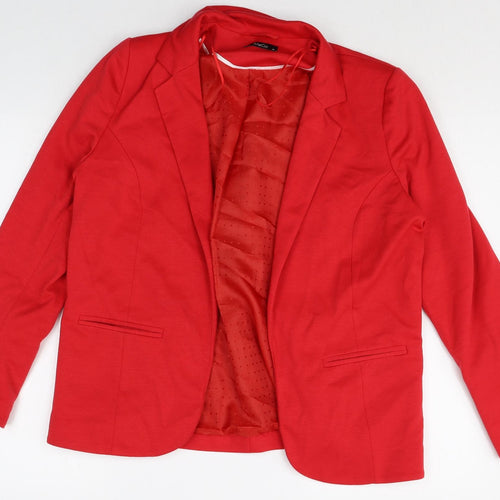 M&Co Womens Red Polyester Jacket Blazer Size 12 - Open