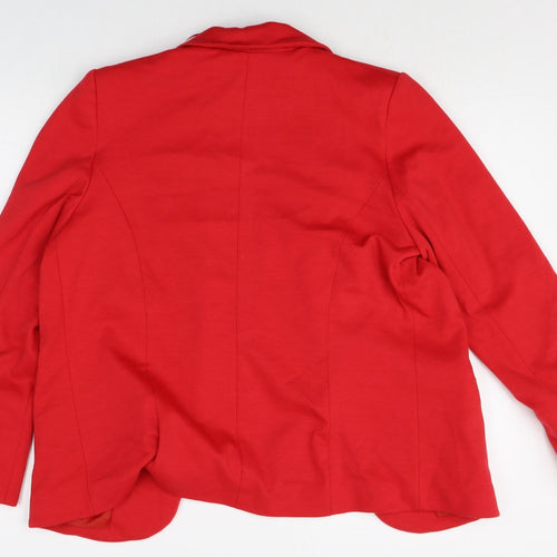 M&Co Womens Red Polyester Jacket Blazer Size 12 - Open