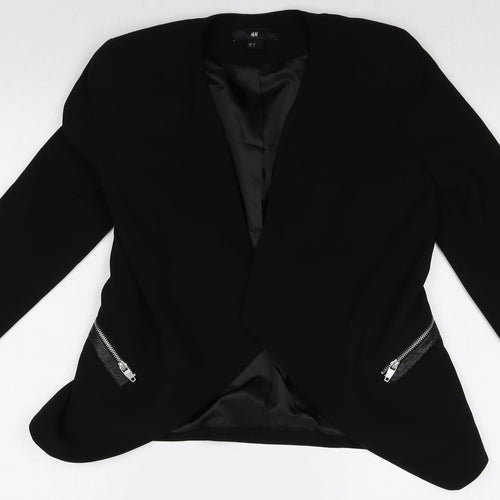 H&M Womens Black Polyester Jacket Blazer Size 8 - Open