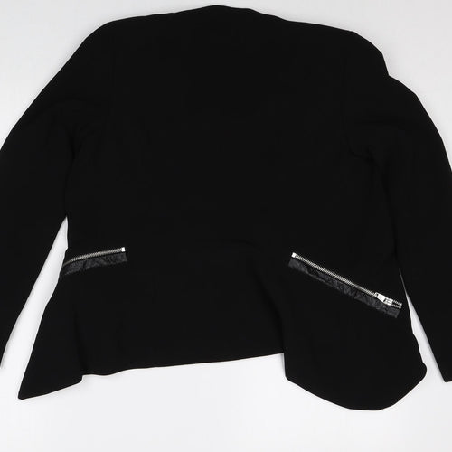 H&M Womens Black Polyester Jacket Blazer Size 8 - Open