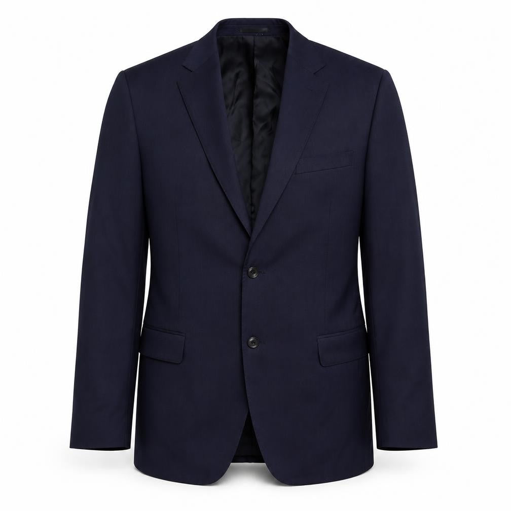 Front view of T.M.JEWIN men’s blue wool jacket suit jacket, size 42, regular