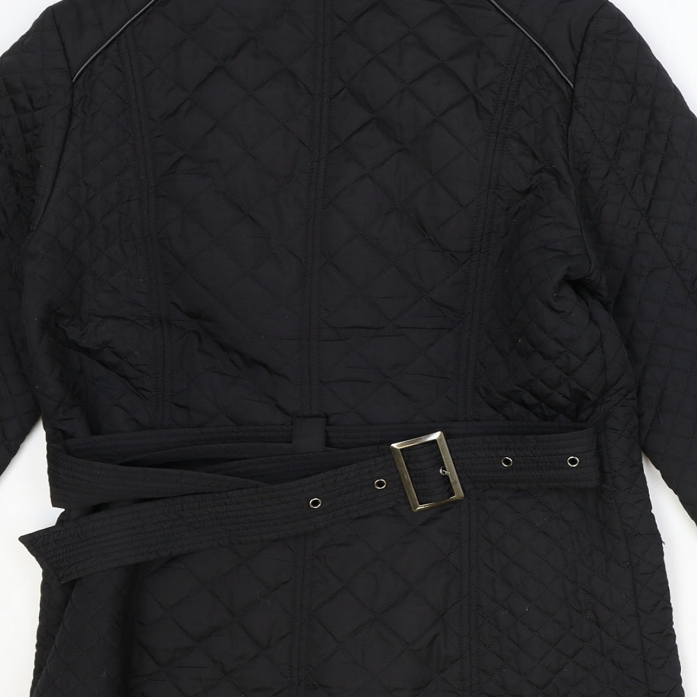 Wallis Womens Black Overcoat Coat Size 12 Zip