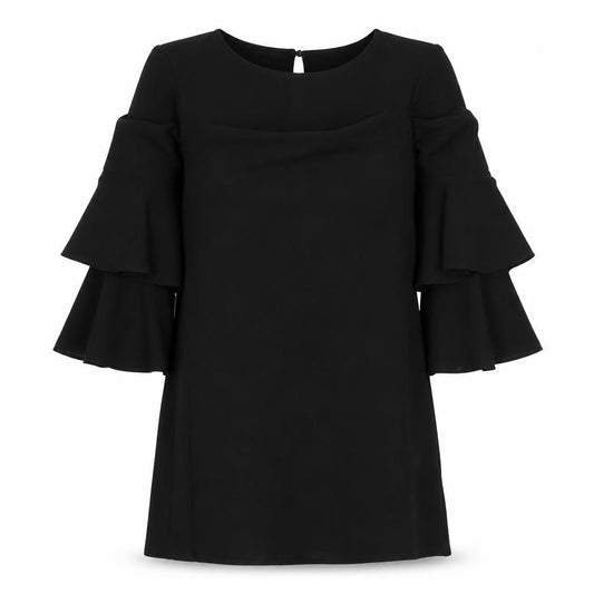 Front view of New Look women’s black polyester a-line, size UK 10, round neck button