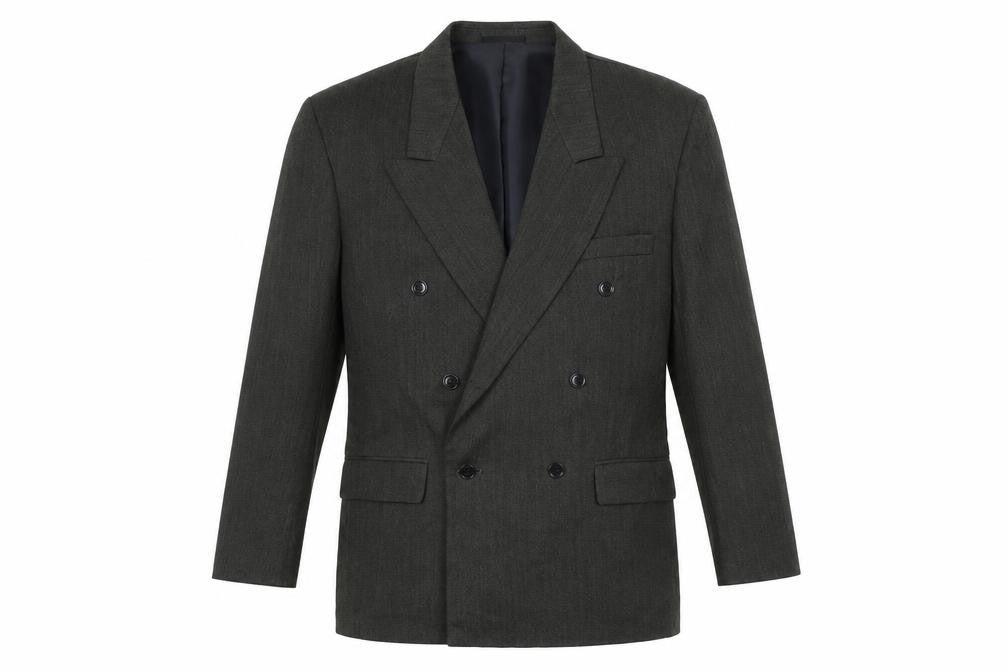Front view of Marlow men’s grey polyester jacket suit, size 40, regular