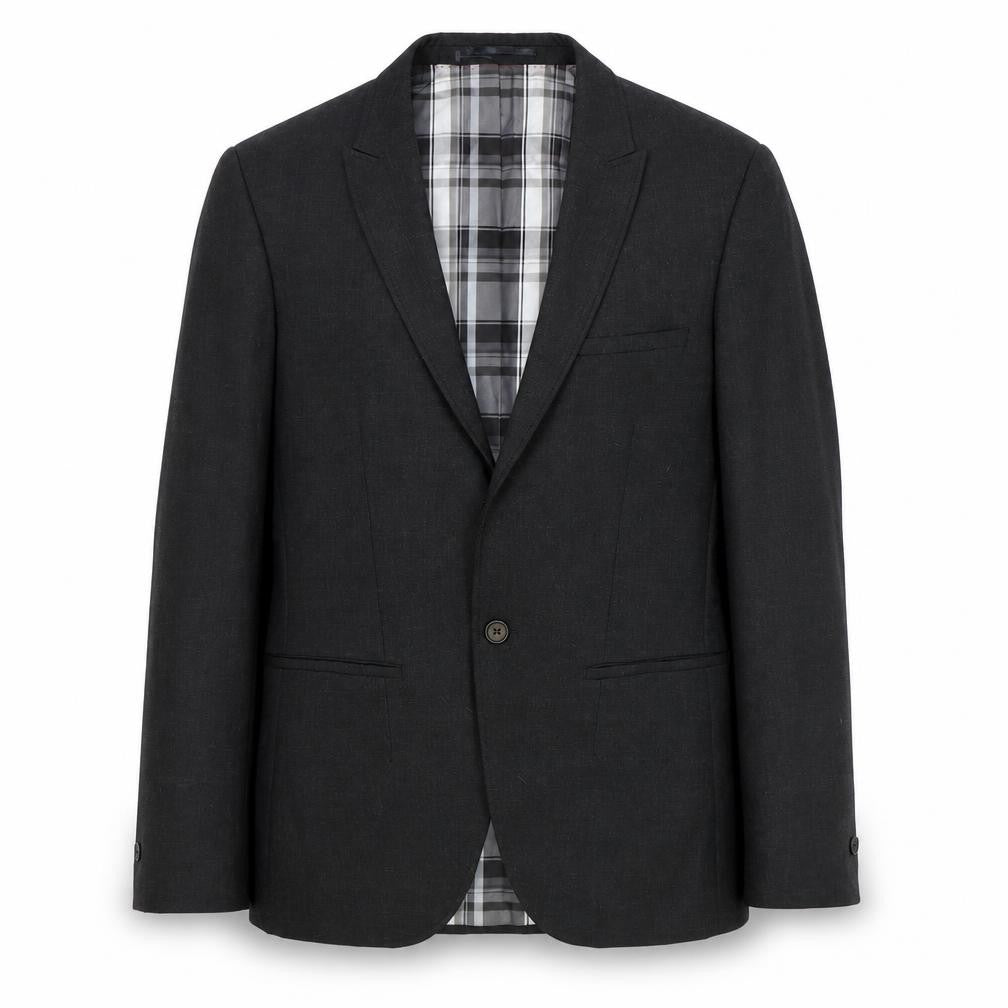 Front view of River Island men’s grey polyester jacket suit jacket, size 40, regular
