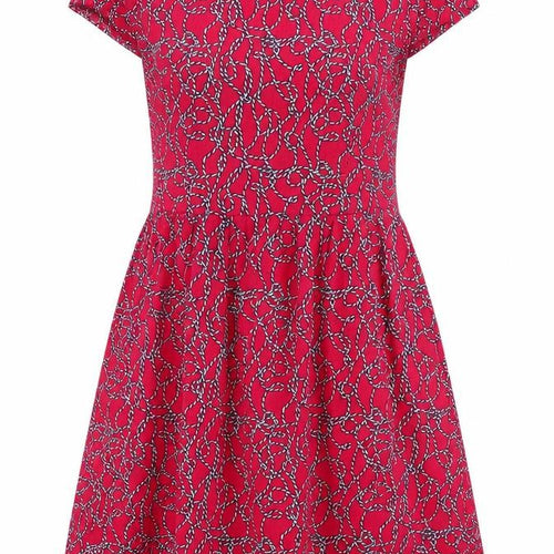 Ness Womens Pink Geometric Cotton Fit & Flare Size 8 Round Neck Zip