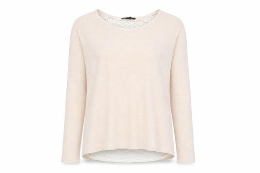 Front view of Atmosphere women’s pink round neck polyester jumper, size UK 10