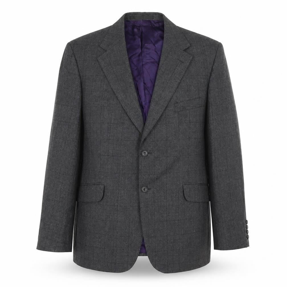 Front view of Marks & Spencer men’s grey check wool jacket suit jacket, size 44, regular
