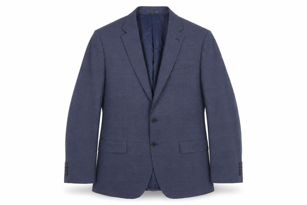 Marks and Spencer Mens Blue Plaid Polyacrylate Fibre Jacket Suit Jacket Size 46 Regular