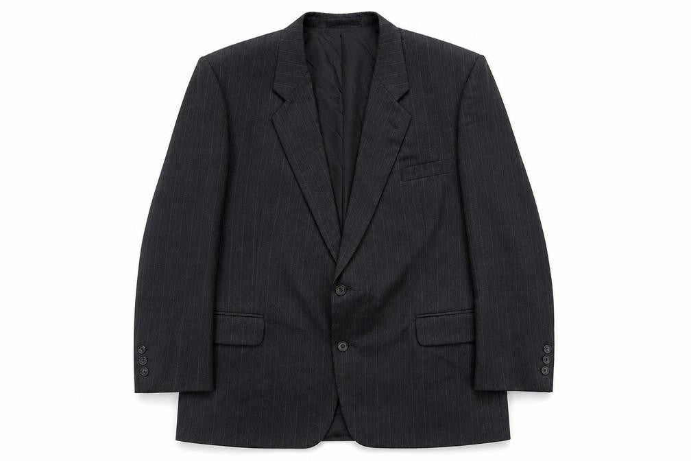 Harbarry of England Mens Grey Striped Wool Jacket Suit Jacket Size 46 Regular