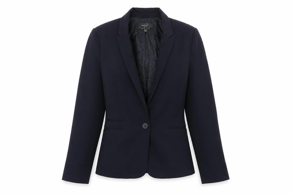 Mango Womens Blue Polyacrylate Fibre Jacket Suit Jacket Size S