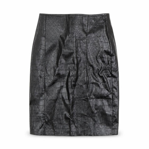 NA-KD Womens Black Polyester Straight & Pencil Skirt Size 6 Zip - Croc Texture
