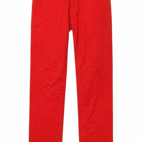 Criminal Damage Womens Red Cotton Straight Jeans Size 30 in L30 in Regular Button