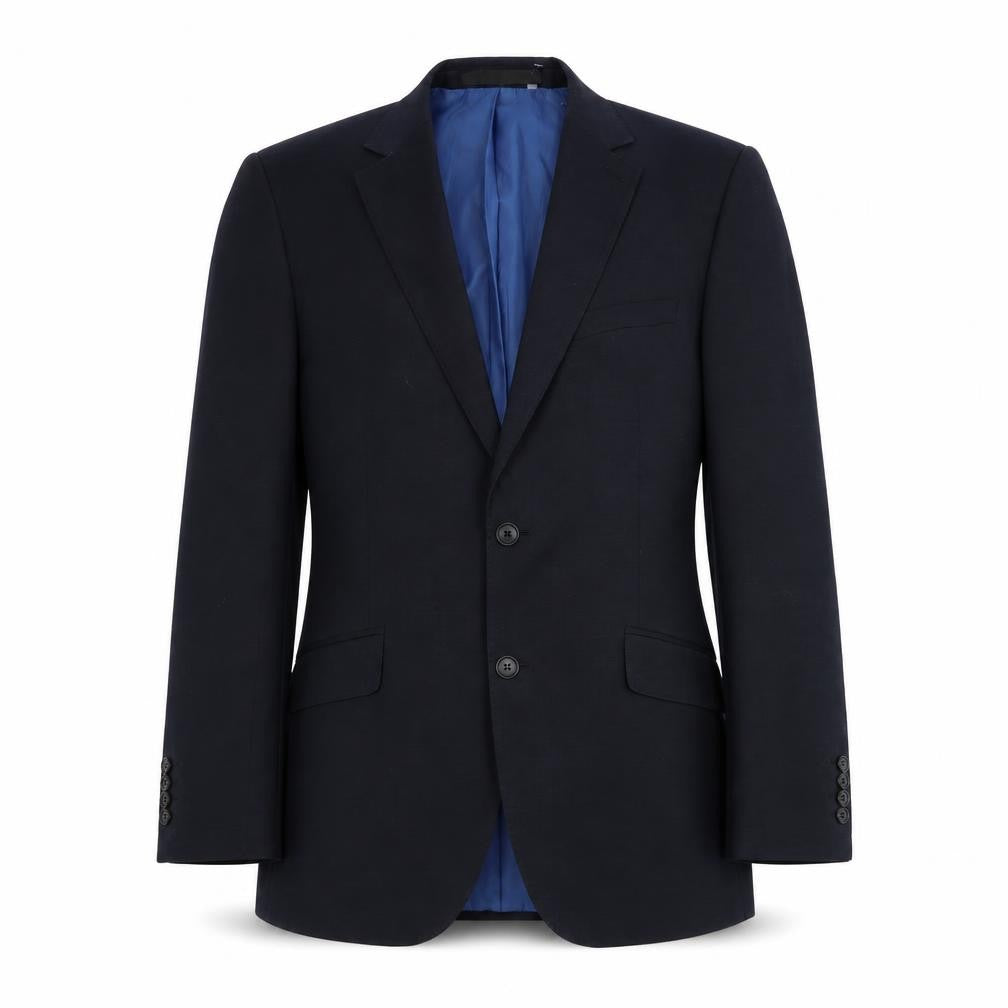 Front view of Marks & Spencer men’s blue wool jacket suit jacket, size M, regular