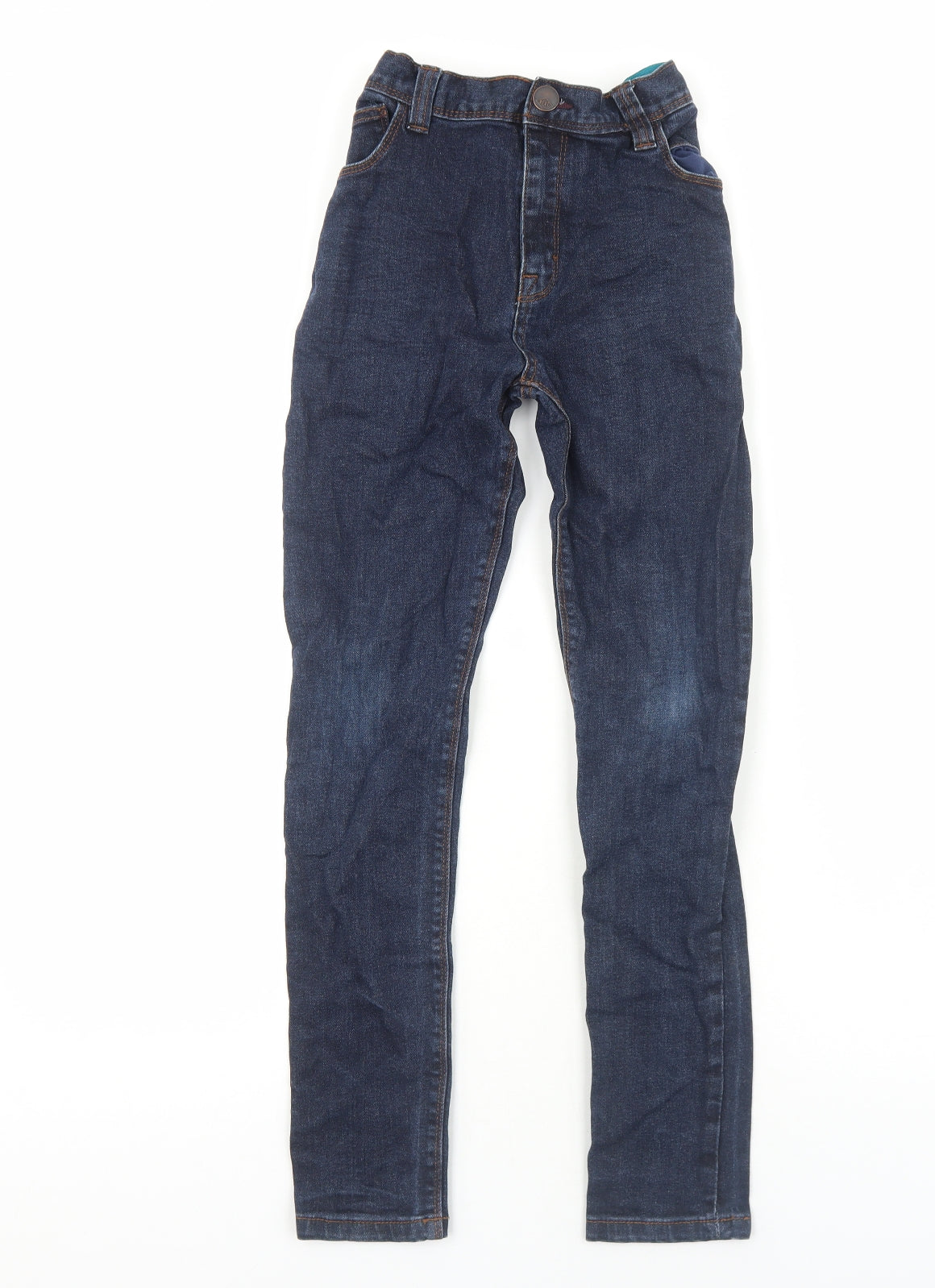 NEXT Boys Blue Cotton Skinny Jeans Size 13 Years Regular Zip