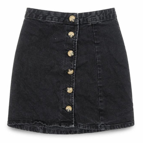 ASOS Womens Black Cotton Straight & Pencil Skirt Size 6 Button