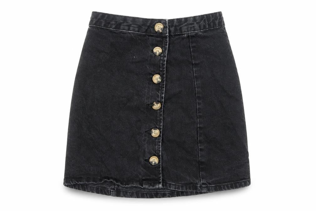 ASOS Womens Black Cotton Straight & Pencil Skirt Size 6 Button