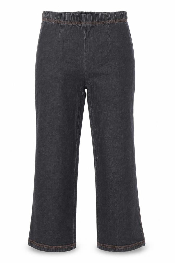 Front view of Damart women’s black cotton bootcut jeans, size UK 10, regular
