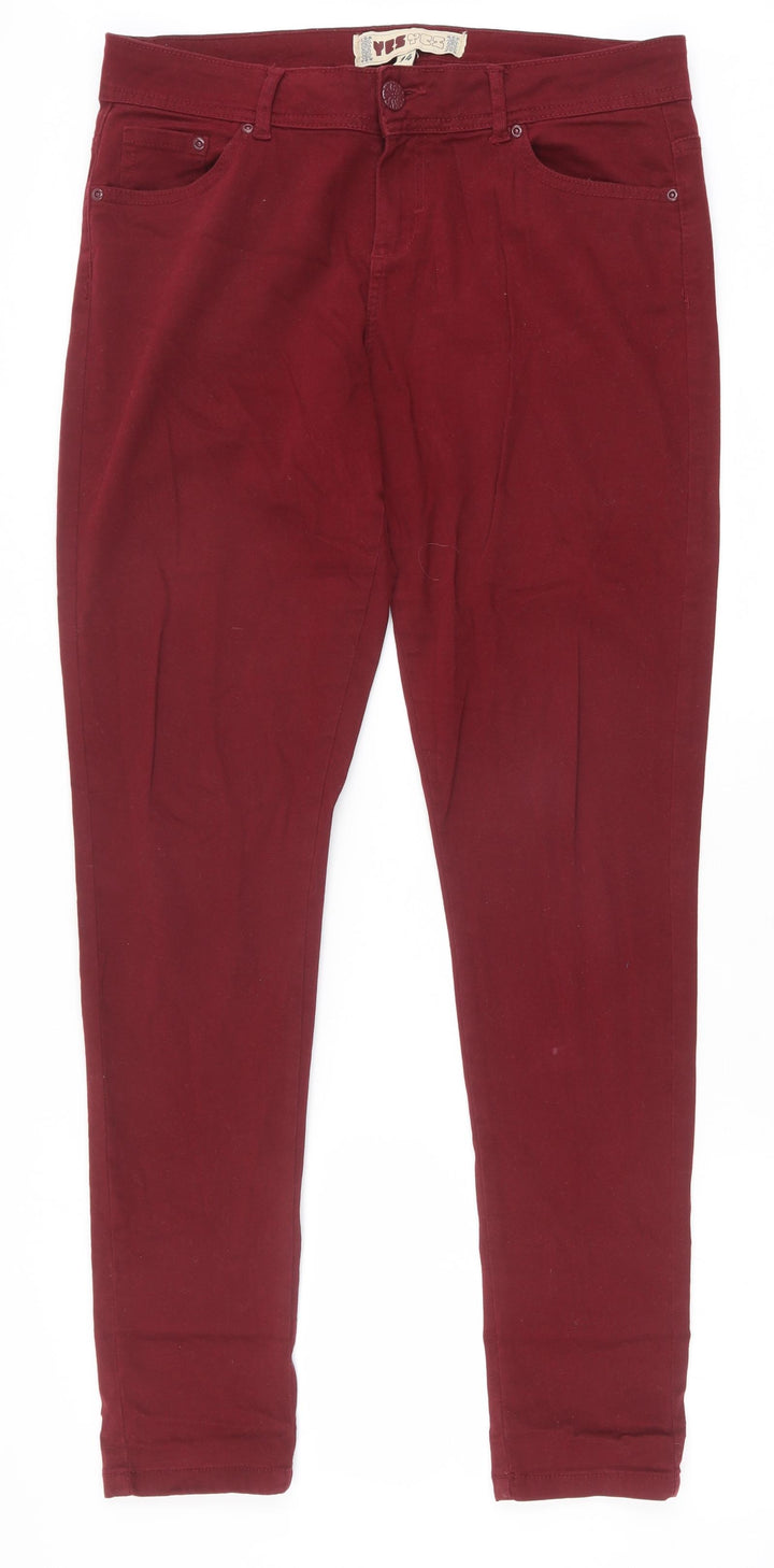 Yes Yes Womens Red Cotton Skinny Jeans Size 14 Slim Zip
