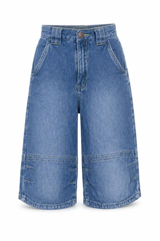 Adams Boys Blue Cotton Cropped Jeans Size 6 Years Regular Drawstring