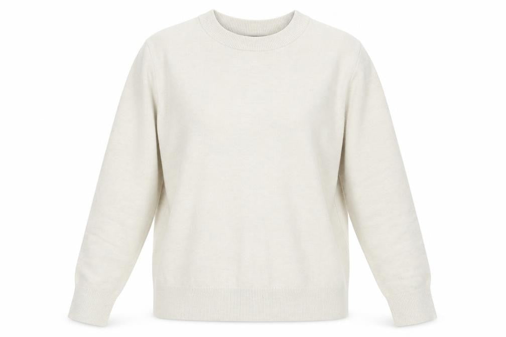 Front view of Marks & Spencer women’s ivory round neck polyester jumper, size M