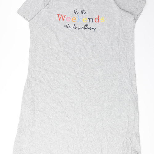 Evans Womens Grey Solid Cotton Top Nightshirt Size 14 - Slogan