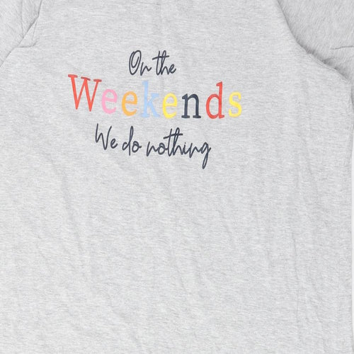 Evans Womens Grey Solid Cotton Top Nightshirt Size 14 - Slogan