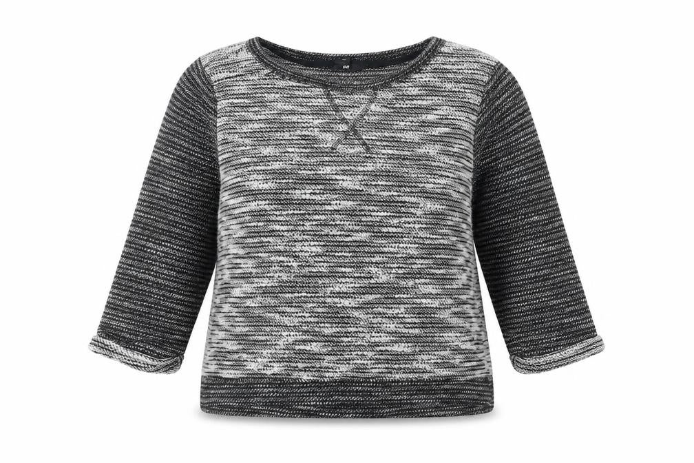 Front view of Primark women’s grey round neck acrylic jumper, size S