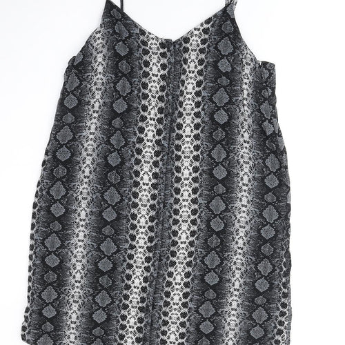 H&M Womens Grey Geometric Polyester Tank Dress Size 8 V-Neck Pullover