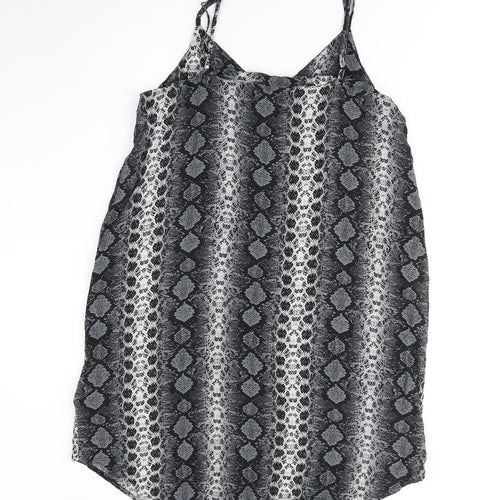 H&M Womens Grey Geometric Polyester Tank Dress Size 8 V-Neck Pullover
